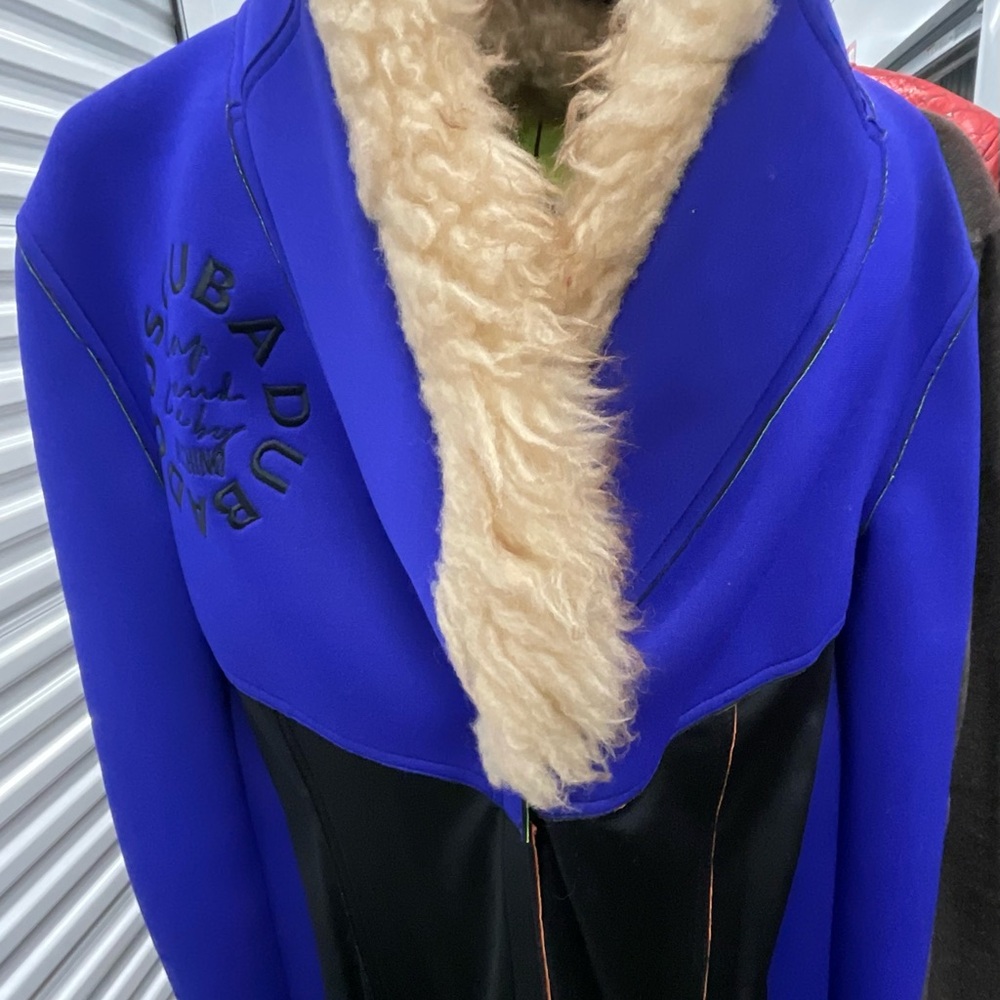 Moschino Couture Fur and Scuba Coat Vintage Size Small - Picture 6 of 16
